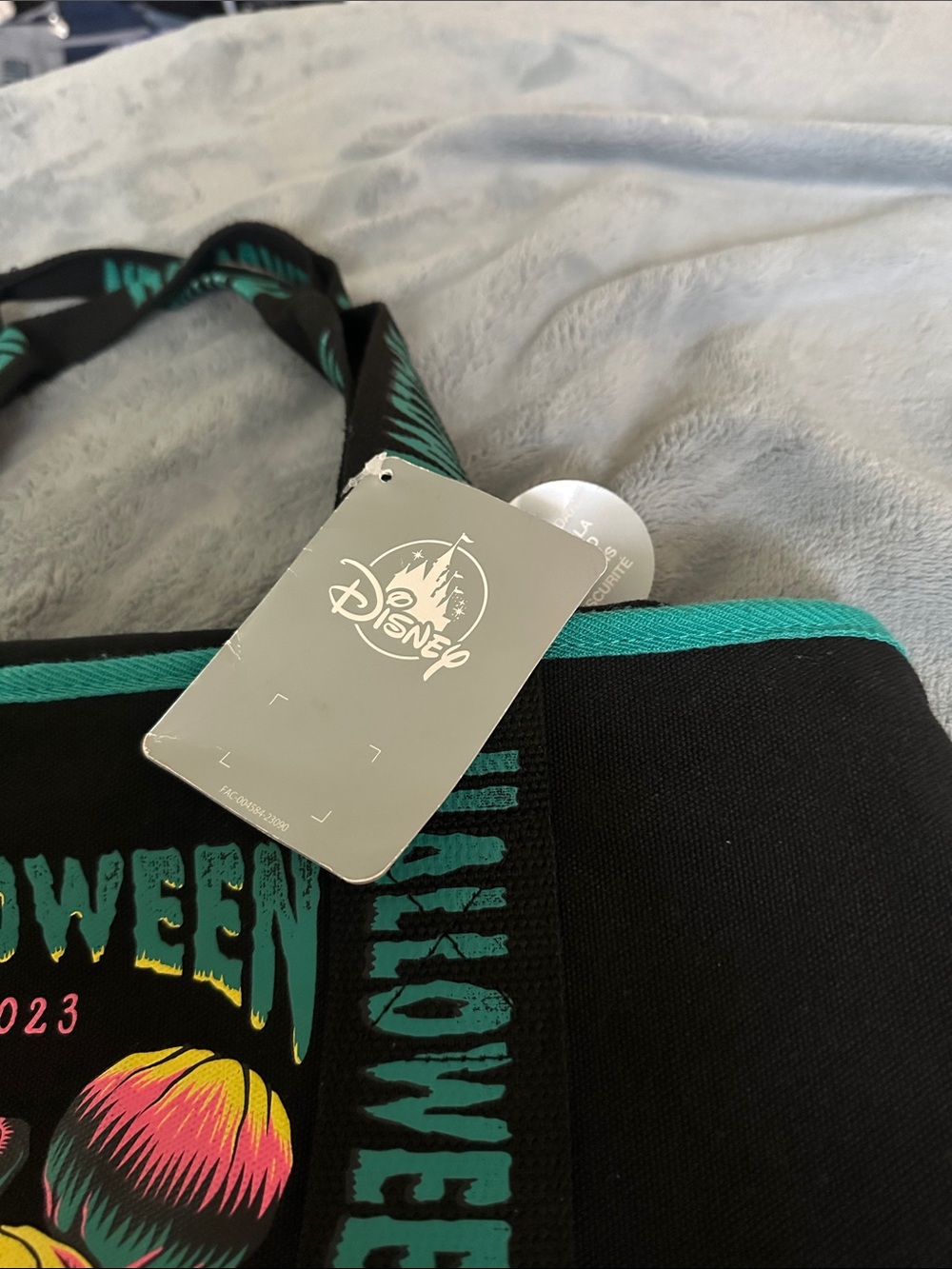 Disney Black & Teal Halloween Tote with Neon Pumpkin Mickey - Picture 2 of 2